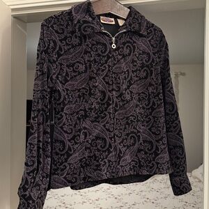 Beautiful Black and Gray Paisley Velvet Jacket.